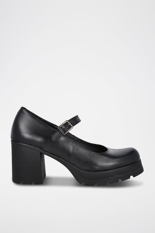 Babies à talons en cuir - Noir