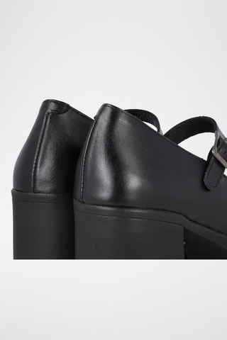 Babies à talons en cuir - Noir