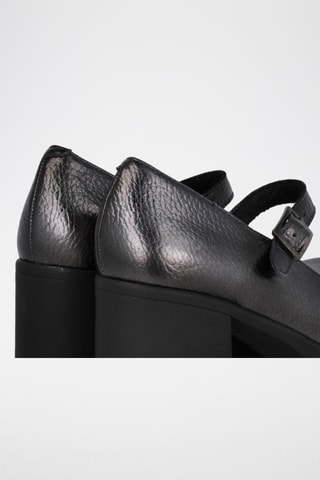 Babies à talons en cuir - Gris foncé