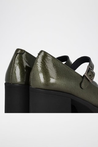 Babies à talons en cuir verni - Kaki