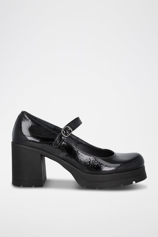 Babies à talons en cuir verni - Noir