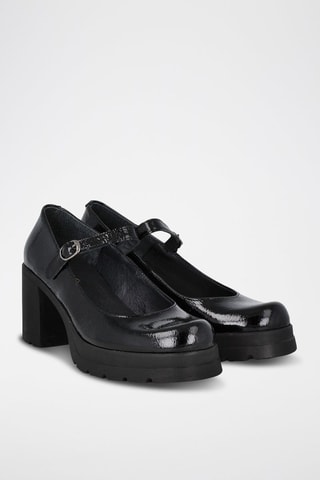 Babies à talons en cuir verni - Noir