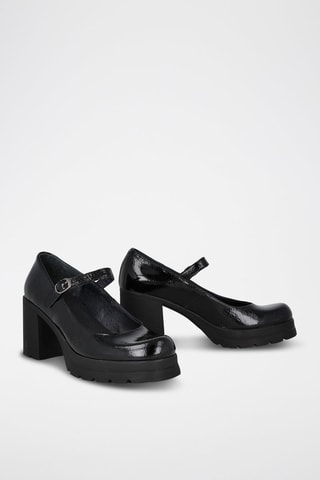 Babies à talons en cuir verni - Noir