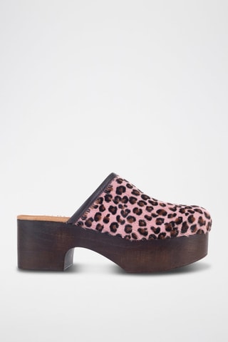 Sabots plateformes en cuir Garda - Rose poudré