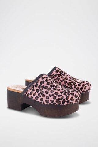 Sabots plateformes en cuir Garda - Rose poudré