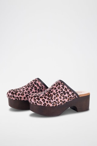 Sabots plateformes en cuir Garda - Rose poudré