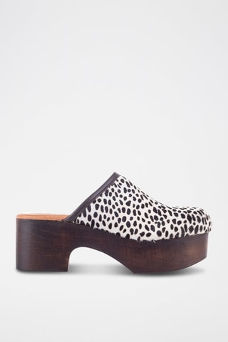 Sabots en cuir - Blanc et noir