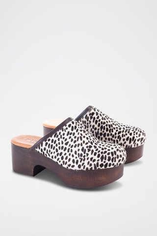 Sabots en cuir - Blanc et noir