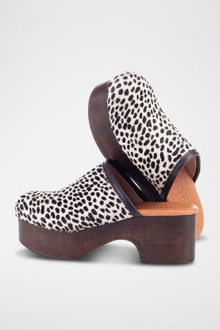 Sabots en cuir - Blanc et noir