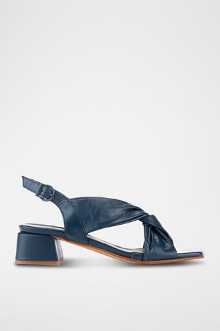 Sandales à talons en cuir Florencia - Bleu marine