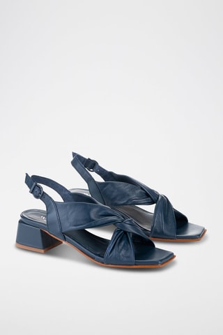 Sandales à talons en cuir Florencia - Bleu marine