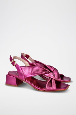 Sandales à talons en cuir - Fuchsia