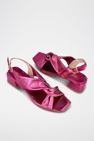 Sandales à talons en cuir - Fuchsia