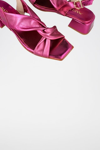 Sandales à talons en cuir - Fuchsia