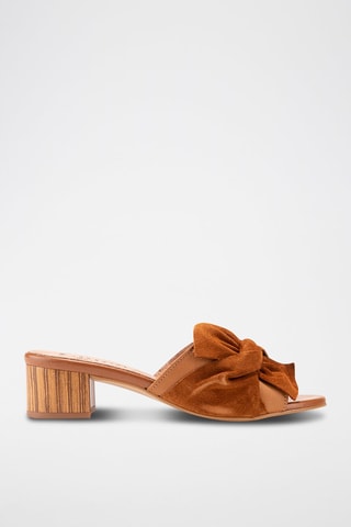 Mules à talons en cuir - Marron