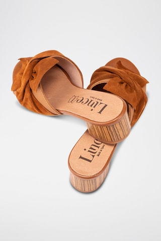 Mules à talons en cuir - Marron