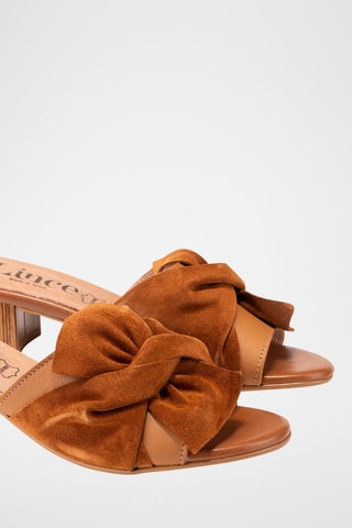 Mules à talons en cuir - Marron