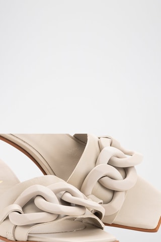 Mules à talons en cuir - Beige