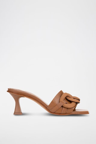 Mules à talons en cuir - Marron