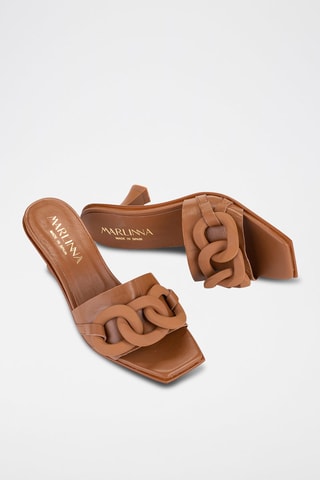 Mules à talons en cuir - Marron