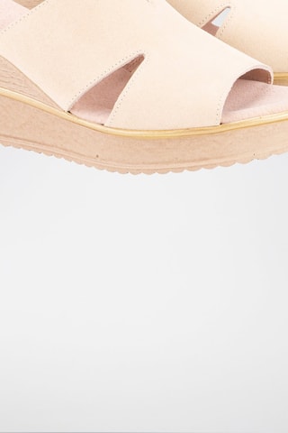 Mules compensées en nubuck - Beige