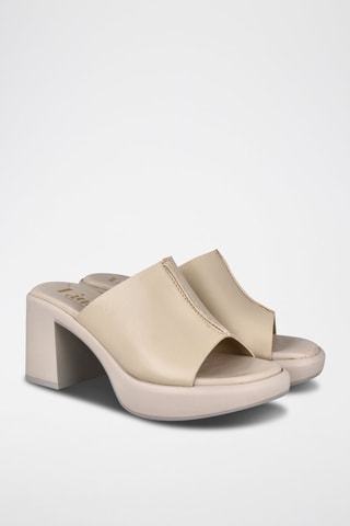 Mules à talons en cuir Florencia - Beige
