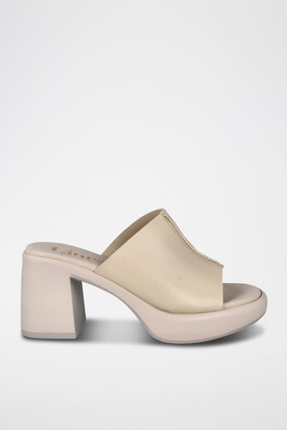 Mules à talons en cuir Florencia - Beige