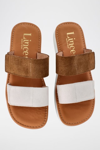 Mules en nubuck - Ecru et marron