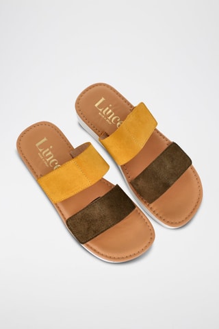 Mules en cuir - Kaki et moutarde