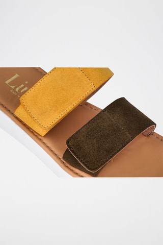 Mules en cuir - Kaki et moutarde