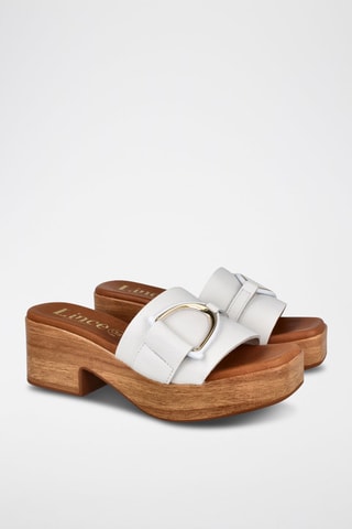 Mules à talons en cuir - Blanc