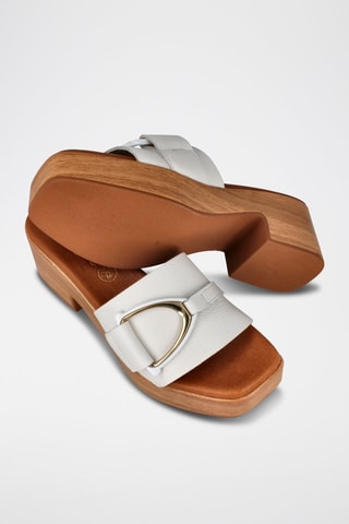 Mules à talons en cuir - Blanc