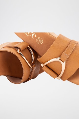 Mules à talons en cuir - Camel