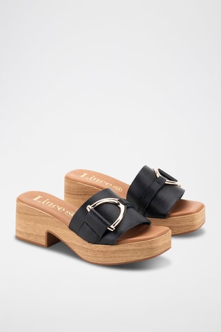 Mules à talons en cuir - Noir