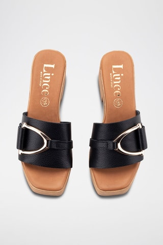 Mules à talons en cuir - Noir