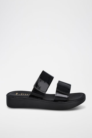 Mules en cuir verni - Noir