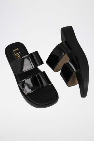 Mules en cuir verni - Noir