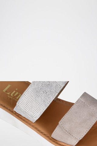 Mules en cuir - Argenté et beige