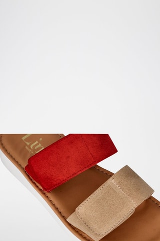 Mules en cuir - Beige et rouge