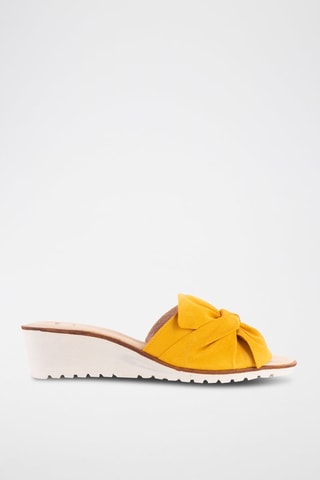 Mules à talons en nubuck - Jaune