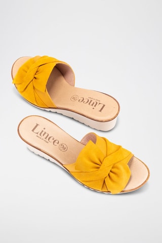 Mules à talons en nubuck - Jaune