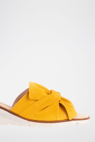 Mules à talons en nubuck - Jaune
