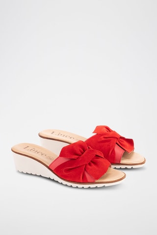 Mules à talons en nubuck - Rouge