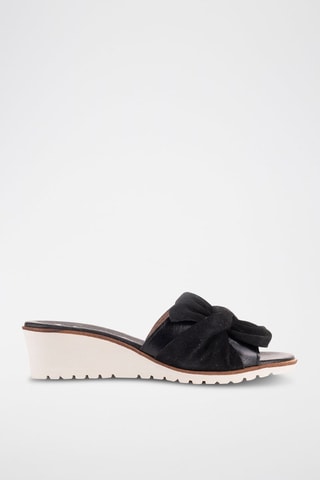 Mules à talons en cuir - Noir