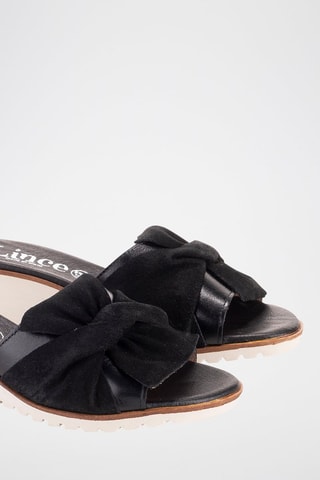 Mules à talons en cuir - Noir