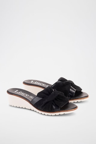 Mules à talons en cuir - Noir