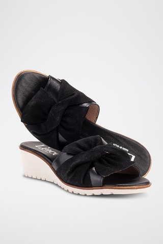 Mules à talons en cuir - Noir