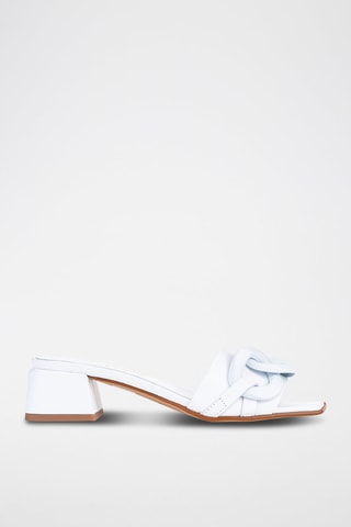 Mules à talons en cuir - Blanc