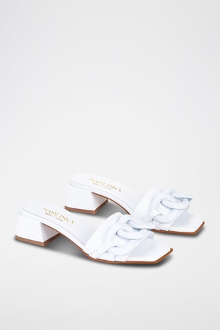 Mules à talons en cuir - Blanc