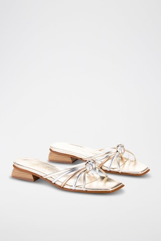 Mules en cuir - Argenté